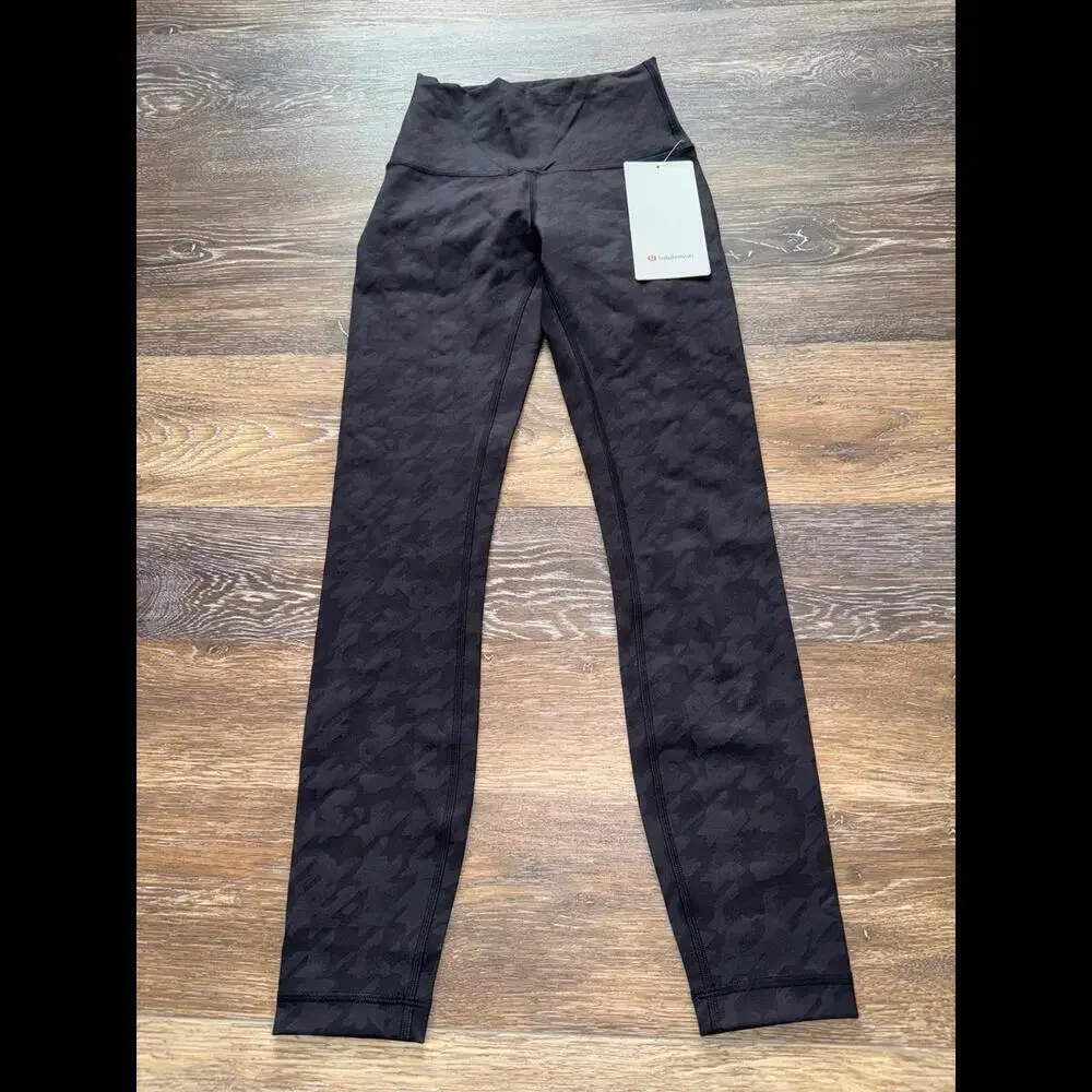 Lululemon Wunder Train High Rise 25” Houndstooth Haze Emboss Black Size 2 NWT